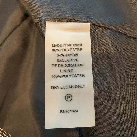 Vince Camuto Black Textured Zip Front Blazer Jacket Size 14 - Picture 7 of 7